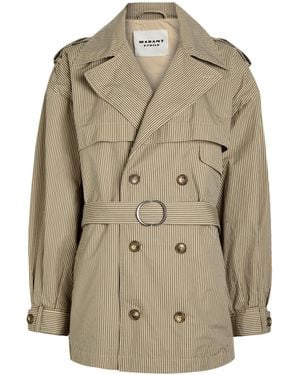 Isabel Marant Claya Striped Belted Cotton Jacket - Natural