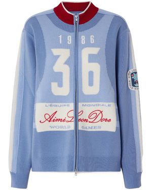Aimé Leon Dore Jacquard Knit Wool Zip-Up Cardigan - Blue