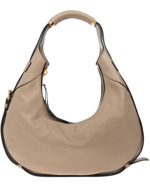 Moschino Crescent-Shaped Shoulder Bag - Natural