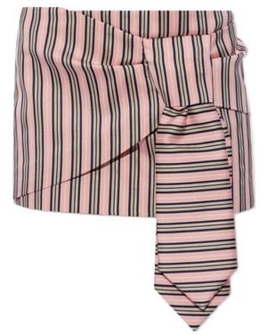 DSquared² Low-Rise Tie-Knot Striped Mini Skirt - Pink