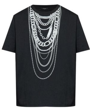 Balmain Detail Printed Short-Sleeved T-Shirt - Black