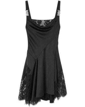 Versace Lace-Trim Satin Mini Dress - Black