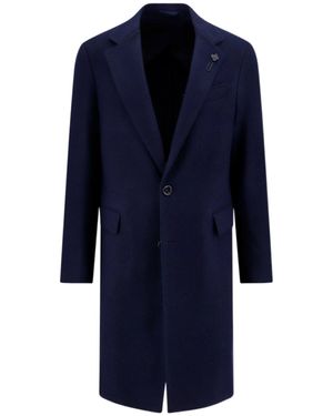 Lardini Long-Sleeved Button-Up Coat - Blue