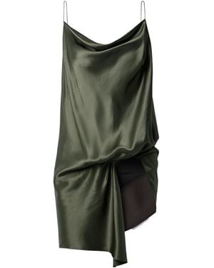 Christopher Esber Open-Back Draped Satin Bodysuit - Green