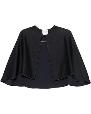forte_forte Satin-Finish Cape-Style Shirt - Black
