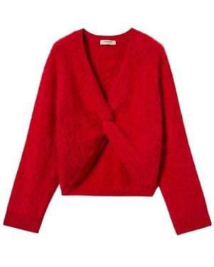 Twinset Brushed-Wool Jumper With Knot - Red