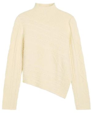 STAUD Sidney Cable-Knit Asymmetric Jumper - Natural