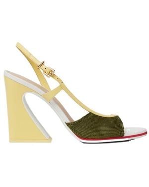 Fendi Arco Asymmetric High-Heel Sandals - Metallic