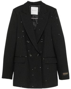 ERMANNO FIRENZE Double-Breasted Long-Sleeve Blazer - Black