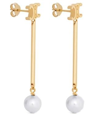 Celine Les Perles Straight Earrings - White