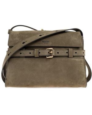 Moschino Medium Tie Me Suede Crossbody Bag - Green