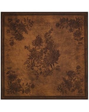 Ferragamo Brocade Printed Silk Square Scarf - Brown