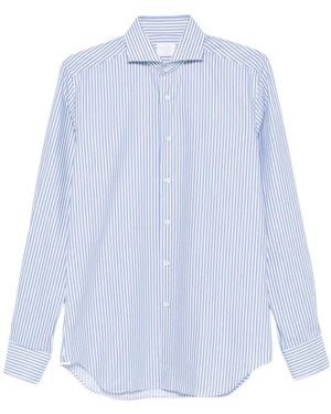Xacus Striped Cotton Shirt - Blue