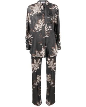 Brunello Cucinelli Floral-Print Jumpsuit - Black