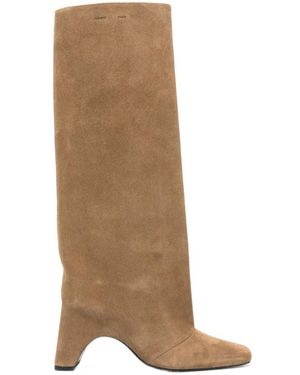 Coperni Square-Toe Pull-On Boots - Natural