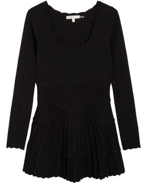 LoveShackFancy Long-Sleeve Mini Dress - Black