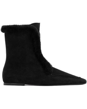 TOTEME Square Toe Ankle Boots - Black