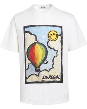 LIU REGALI Hot Air Balloon Oil Painting Short-Sleeved T-Shirt - White