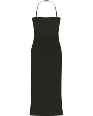 Nanushka Ruched Halterneck Midi Dress - Black