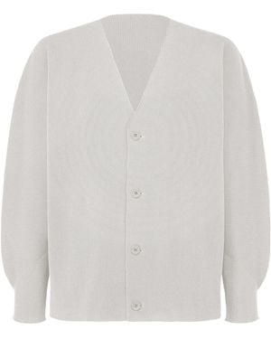 Homme Plissé Issey Miyake Pleated Button Cardigan - White
