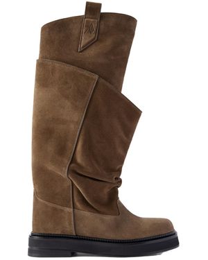 The Attico Passeggiata Layered Suede Knee Boots - Brown