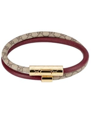 Gucci Double Bracelet With Gg Detail - Brown