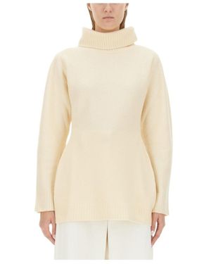 Jil Sander Back Cut-Out Turtleneck Knit Jumper - White