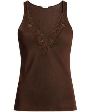 Balmain Knit Vest Top With Lace - Brown