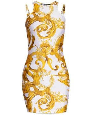 Versace Jeans Couture Watercolor Couture-Print Minidress - Metallic