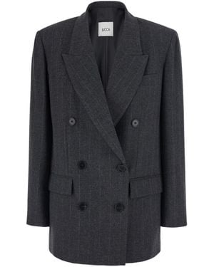 Jucca Double-Breasted Prince Of Wales Check Blazer - Black