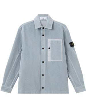 Stone Island Comfort-Fit Snap-Front Overshirt With Chest Pocket - Blue
