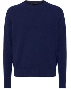 Tom Ford Wool Cashmere Crewneck Jumper - Blue