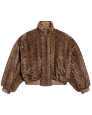 Balenciaga Fur Cropped Jacket - Brown
