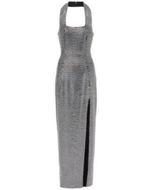 Area Embellished Halterneck Gown - Grey