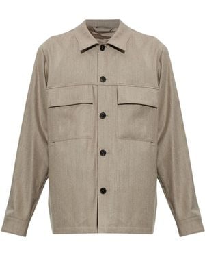 Paul Smith Light Wool-Cashmere Flannel Overshirt - Natural