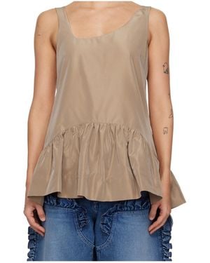 Simone Rocha Asymmetrical Collar Ruffled Top - Blue