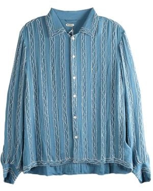 Bode Collared Long-Sleeved Shirt - Blue