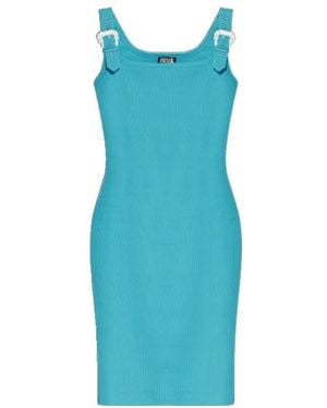 Versace Jeans Couture Couture Buckled Strap Bodycon Dress - Blue