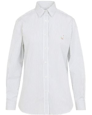 Moschino Striped Embroidered-Goose Shirt - White