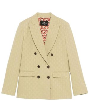 Etro Double-Breasted Patterned Blazer - Natural