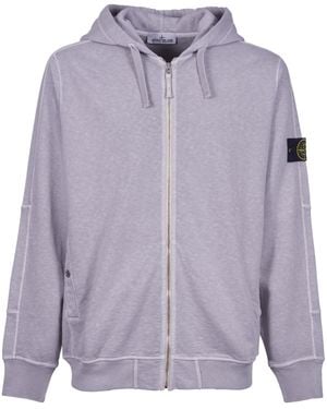 Stone Island Compass-Badge Cotton Hoodie - Purple