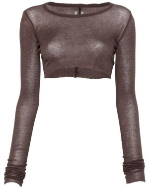 Rick Owens Long-Sleeve Crop Top - Brown