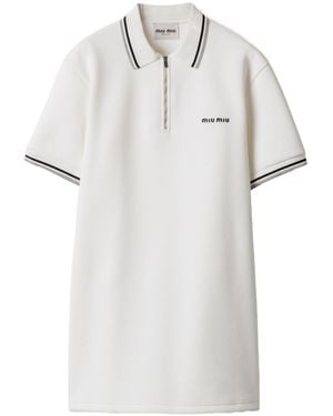 Miu Miu Short-Sleeved Polo Dress - White