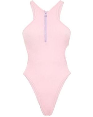 Reina Olga Zipper Detail One-Piece Swimsuit - Pink