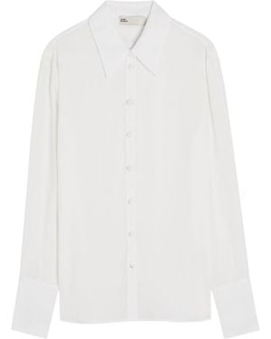 Tory Burch Semi-Sheer Crepe-Georgette Shirt - White