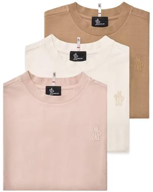 Moncler Grenoble 3 Packs Logo Patch Crewneck T-Shirt - Pink