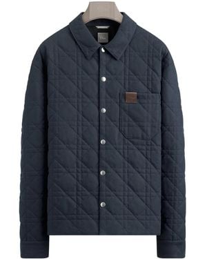 Dior Cannage Overshirt With Leather Patch - Blue