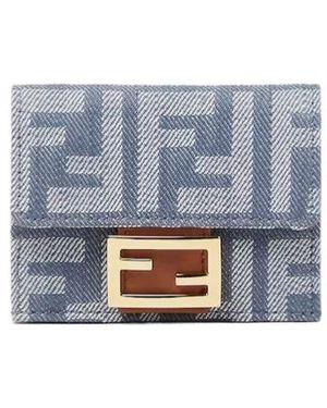 Fendi Baguette Logo Compact Wallet - Blue