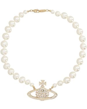 Vivienne Westwood Bas Relief Pearl-Chain Choker - Metallic