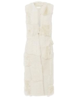 Chloé Shearling Patchwork Sleeveless Gilet - White